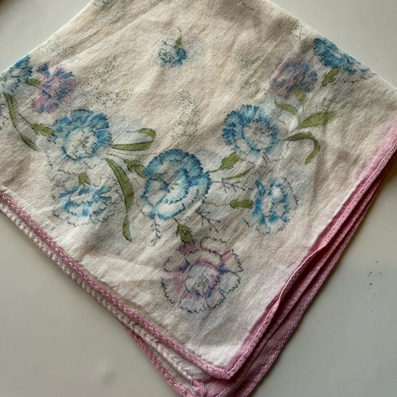 Vintage Two (2) Floral and Embroidered Cotton Handkerchief Set - Picture 2 of 9